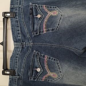 Angels Jeans With Decorative Details On Pockets, Flared & Wide Leg, Size 18